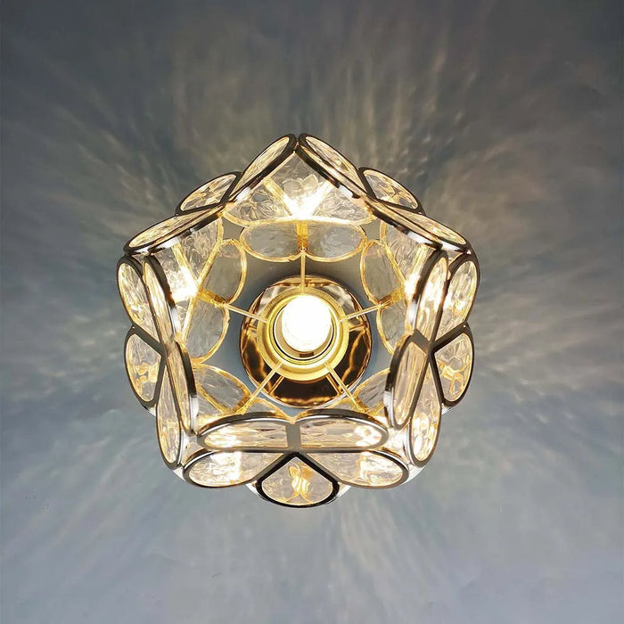 Blomstermønstret glass taklampe