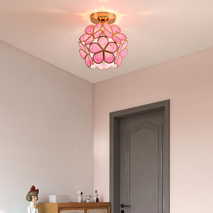 Blomstermønstret glass taklampe