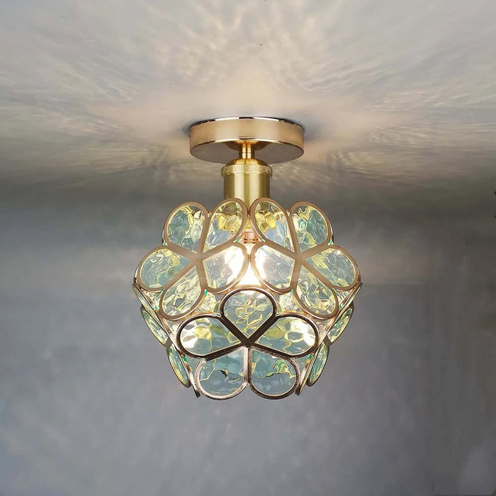 Blomstermønstret glass taklampe