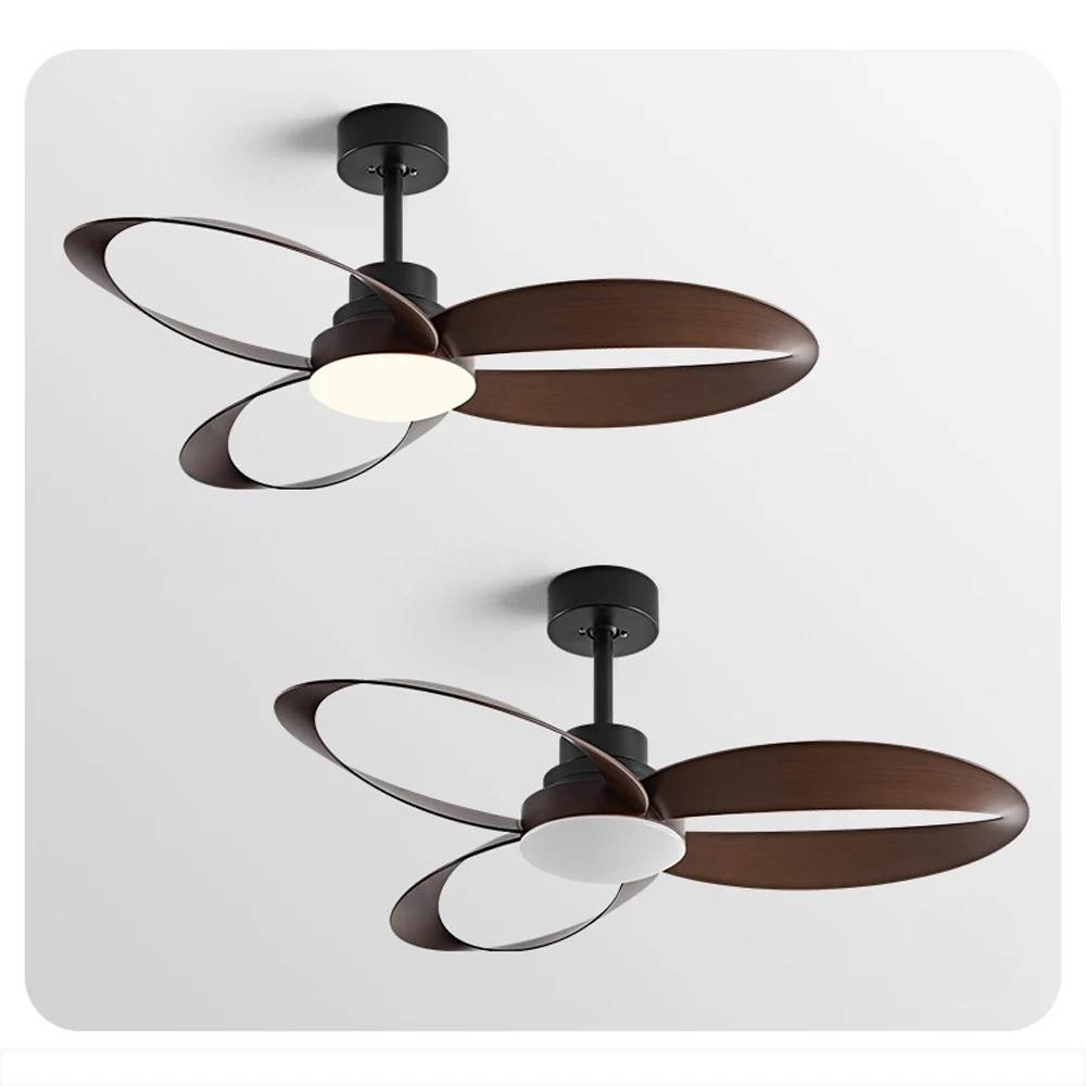 Ventilateur de Plafond Moderne avec Pales en Bois et Éclairage LED Dimmable