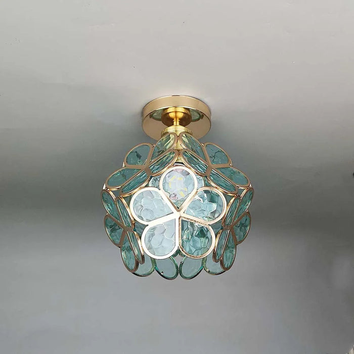 Blomstermønstret glass taklampe