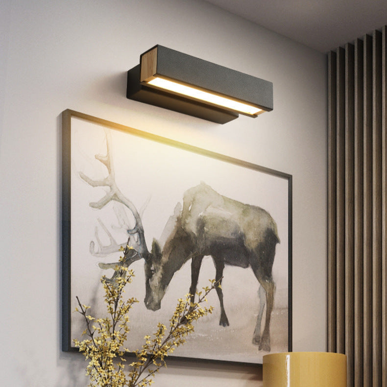 Applique murale Led 360 en metal et bois