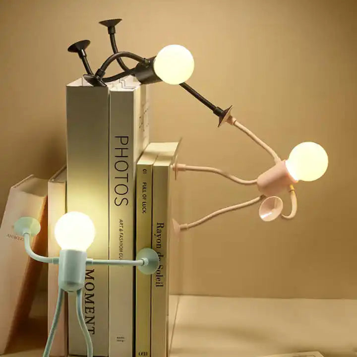 Fleksibel Bordlampe FlexiBuddy Lys – Svart Design med Ventiler og Armer for Kontor og Nattbord