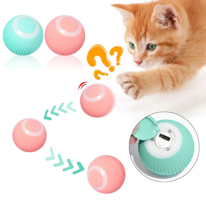 PawFun Interactive Smart Rolling Ball for Cats – Automatic LED Toy with Obstacle Avoidance