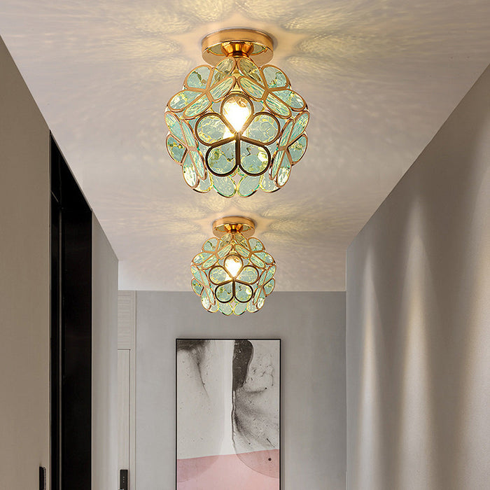 Blomstermønstret glass taklampe