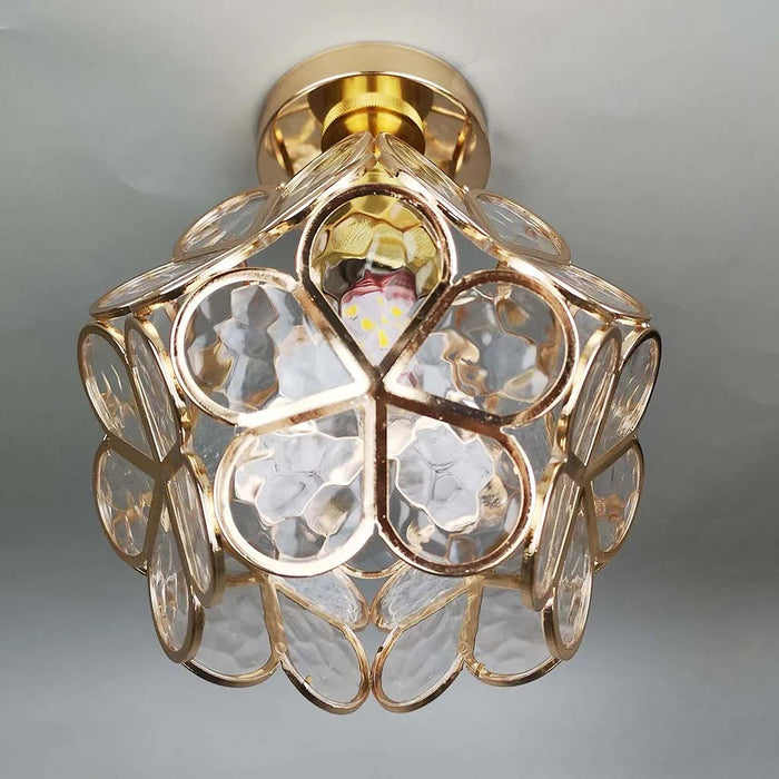 Blomstermønstret glass taklampe