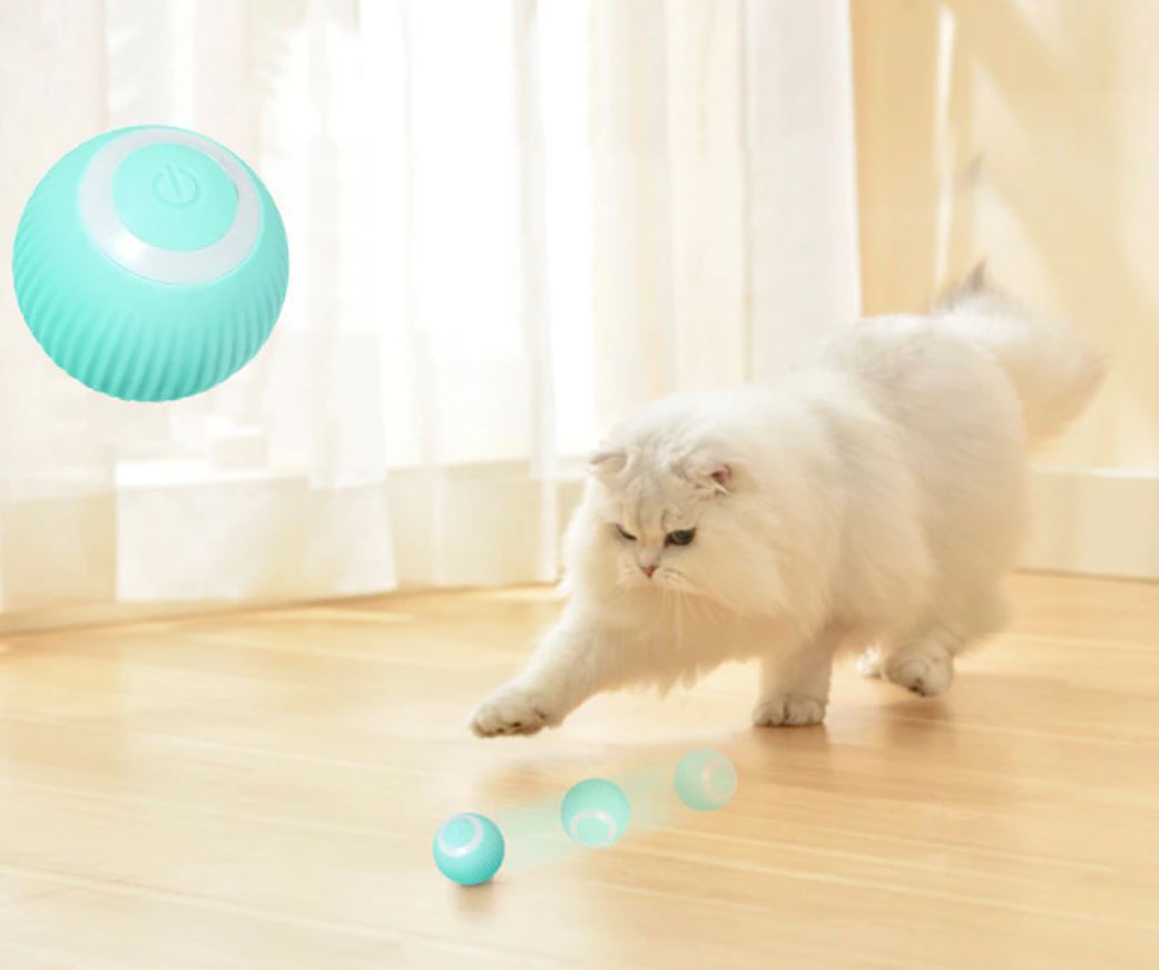 PawFun Interactive Smart Rolling Ball for Cats – Automatic LED Toy with Obstacle Avoidance