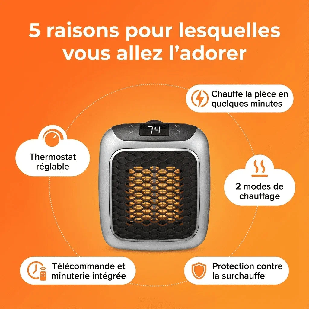 Radiateur Électrique Portable 800W Basse Consommation