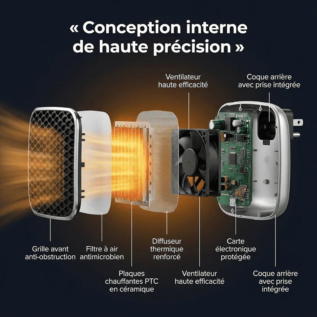 Radiateur Électrique Portable 800W Basse Consommation