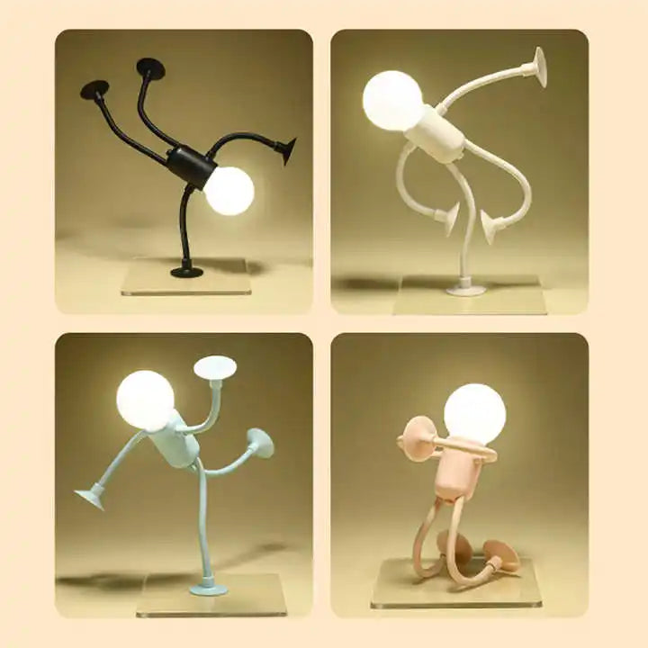 Fleksibel Bordlampe FlexiBuddy Lys – Svart Design med Ventiler og Armer for Kontor og Nattbord