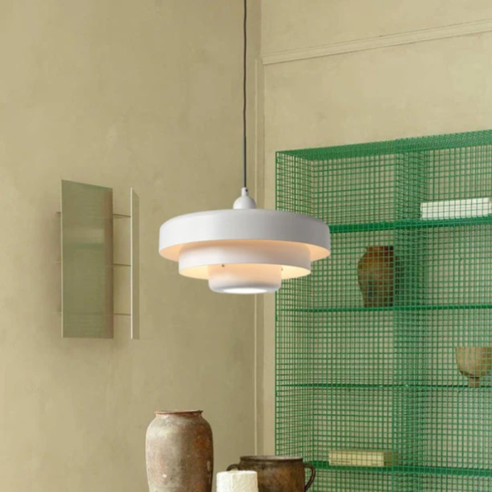Suspension Design Vintage Emporium, Blanc, Intérieur, Douille E27, Bon état