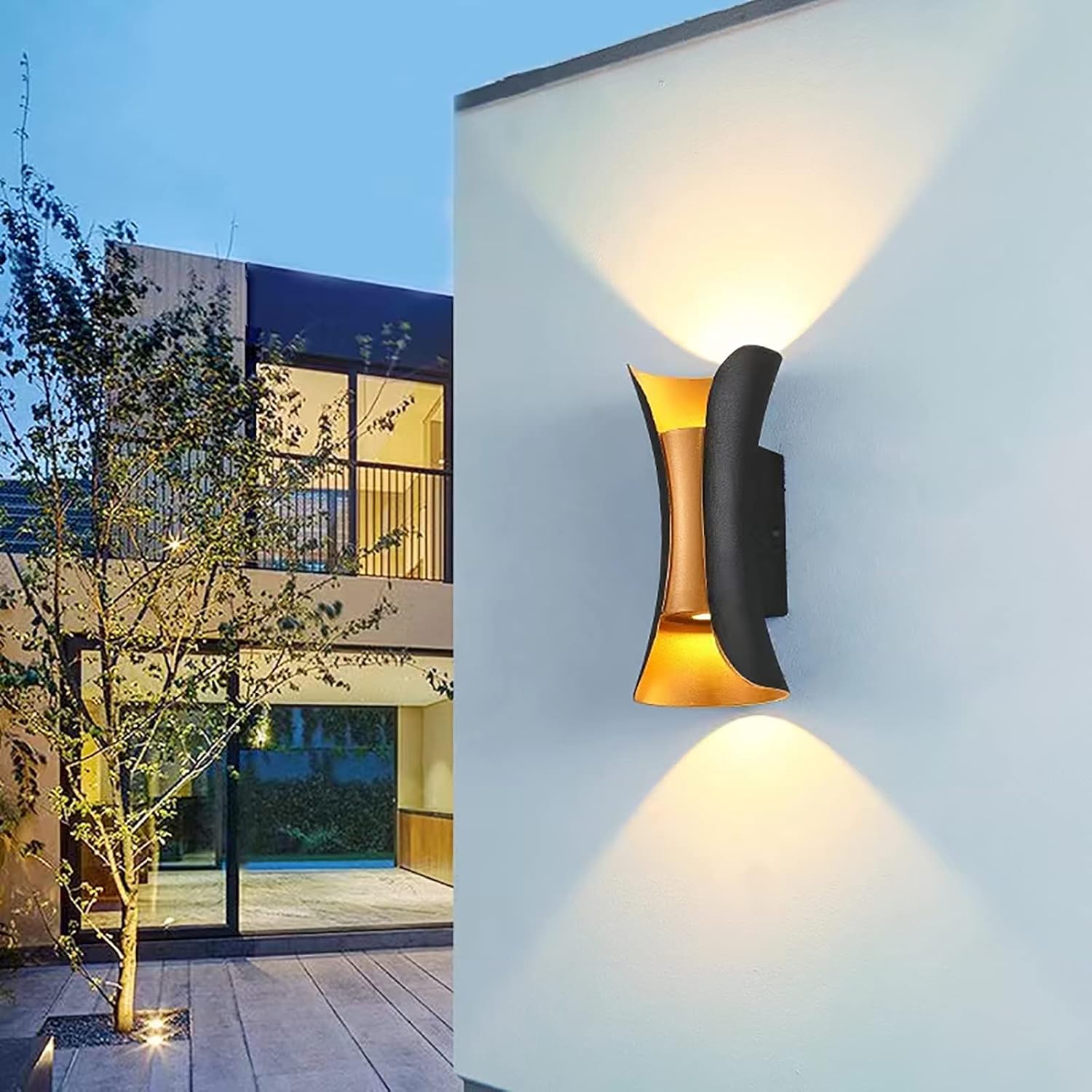 Applique murale extérieure Doré Led