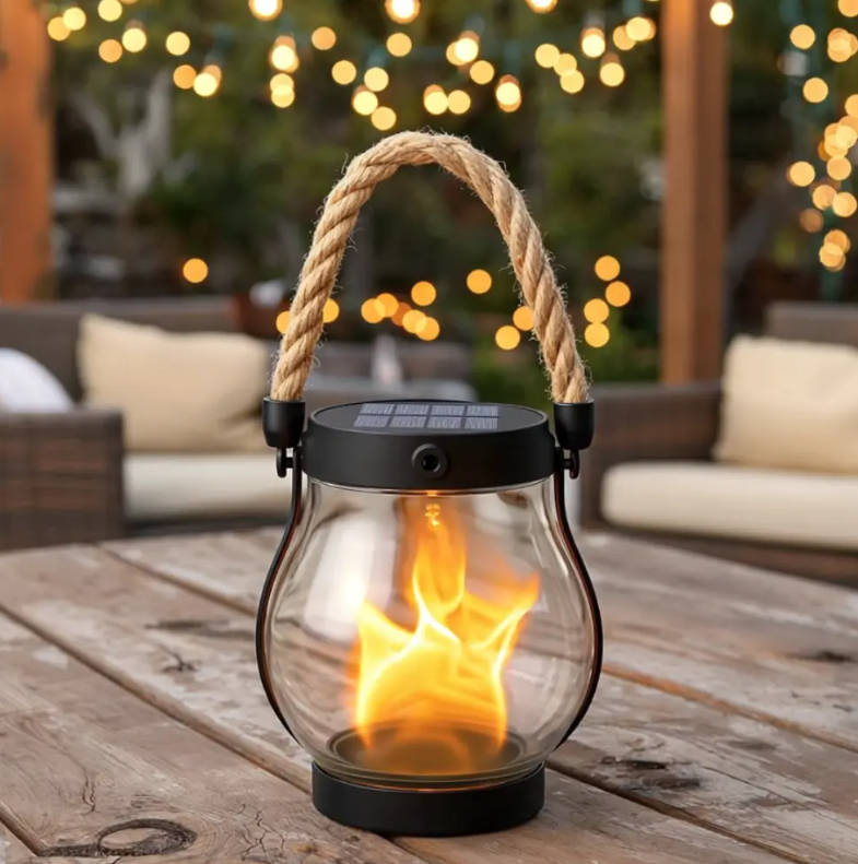 Lanterne Solaire à Effet Flamme LED - Ambiance Sécurisée sans Effort