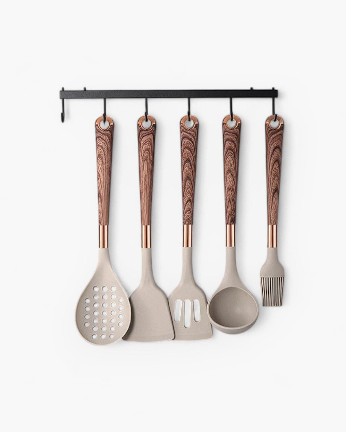 Ensemble d'ustensiles de cuisine en bois antiadhésifs