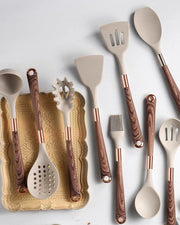 Ensemble d'ustensiles de cuisine en bois antiadhésifs