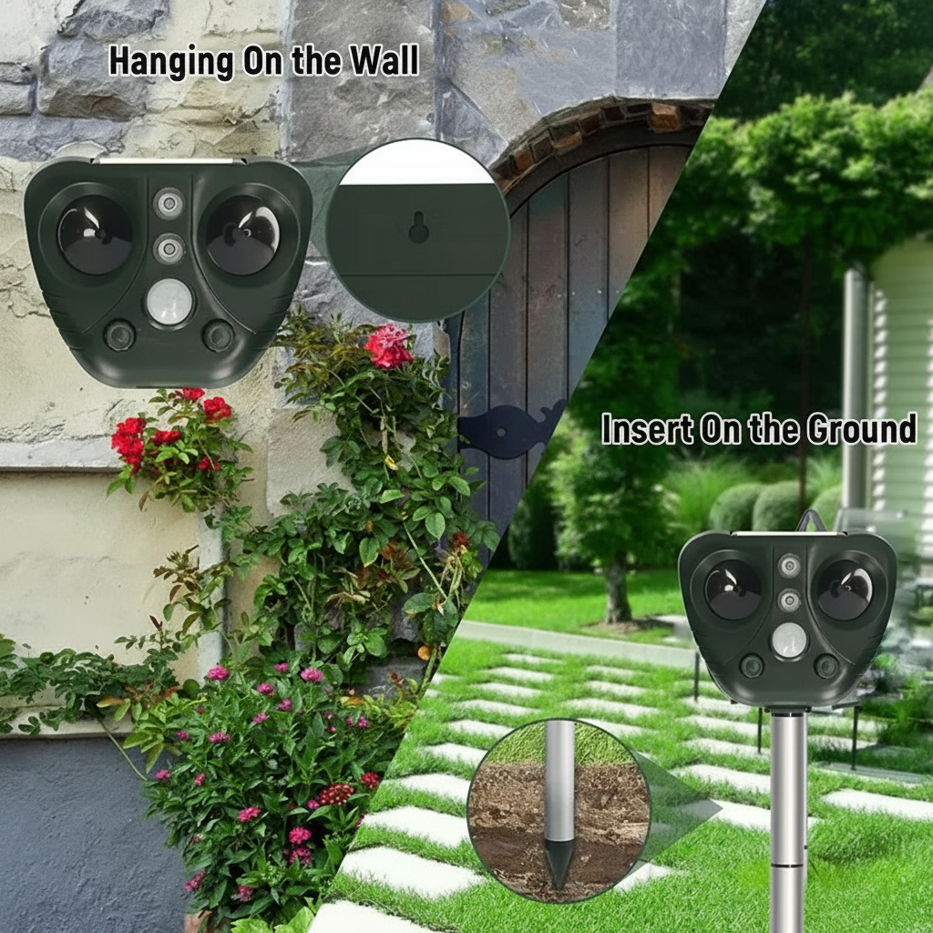 Répulsif Oiseaux Solaire à Ultrasons – Anti-Nuisibles Jardin, Terrasse et Extérieur