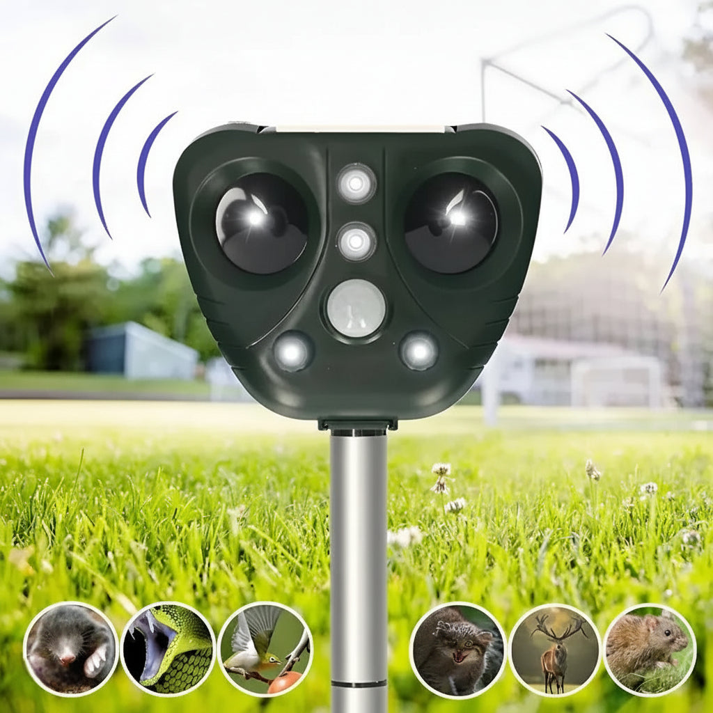 Répulsif Oiseaux Solaire à Ultrasons – Anti-Nuisibles Jardin, Terrasse et Extérieur