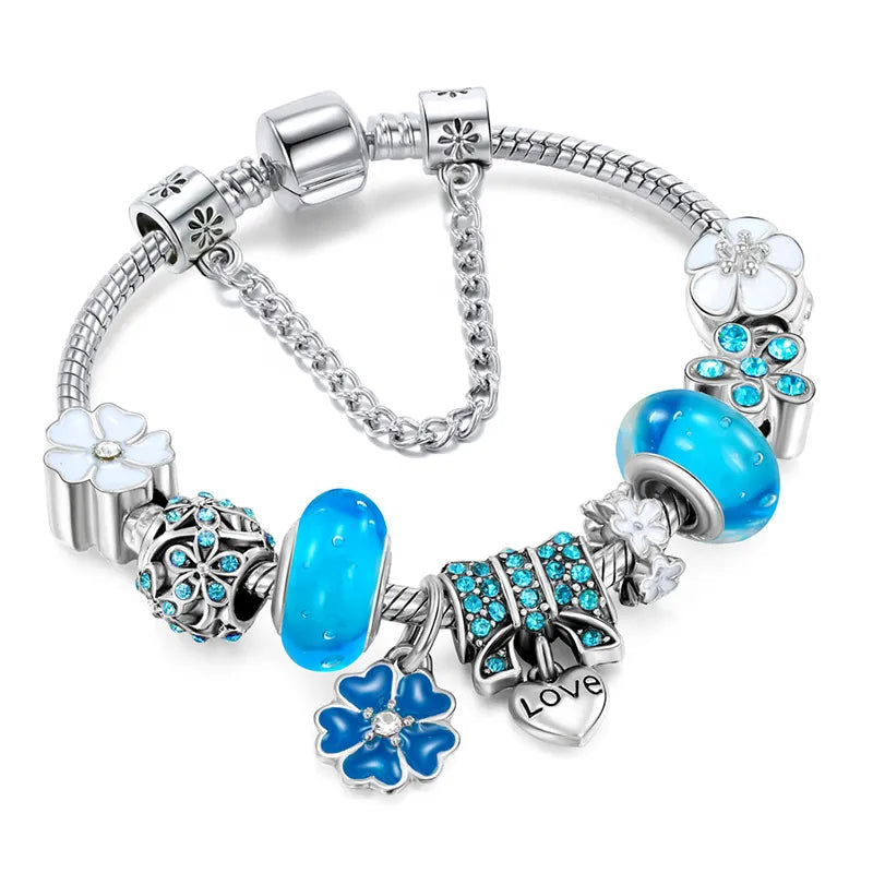 Armbånd med Charm Floral LunaBloom i Sterling Sølv 925 – Raffinert Smykke Kirsebærblomst for Elegant Dame