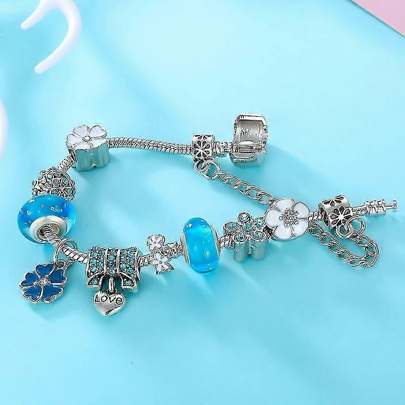 Armbånd med Charm Floral LunaBloom i Sterling Sølv 925 – Raffinert Smykke Kirsebærblomst for Elegant Dame