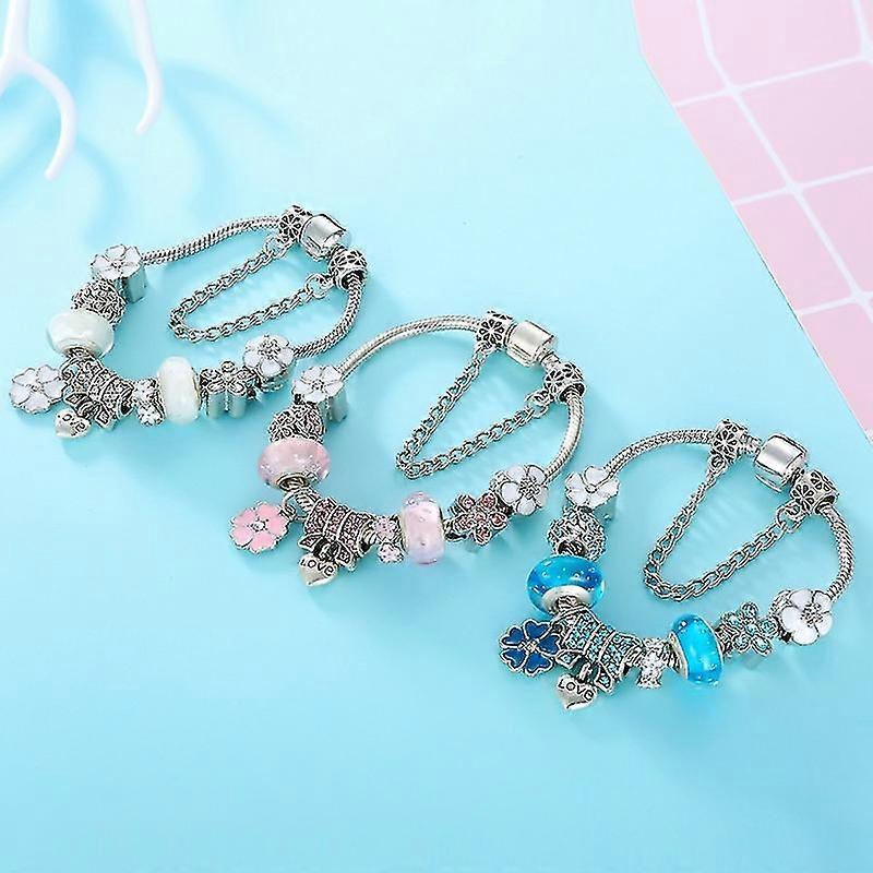 Armbånd med Charm Floral LunaBloom i Sterling Sølv 925 – Raffinert Smykke Kirsebærblomst for Elegant Dame