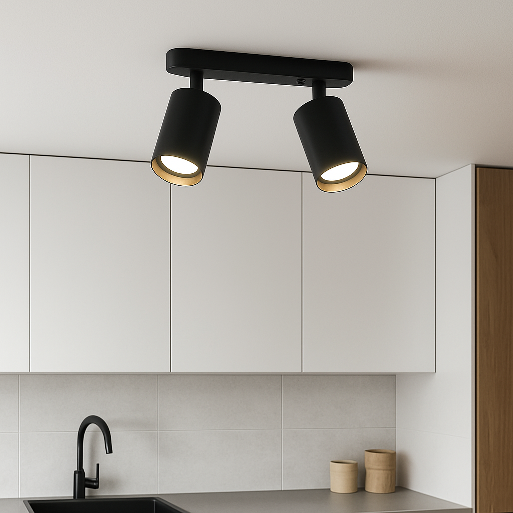 Roterende taklampe med 2 hoder