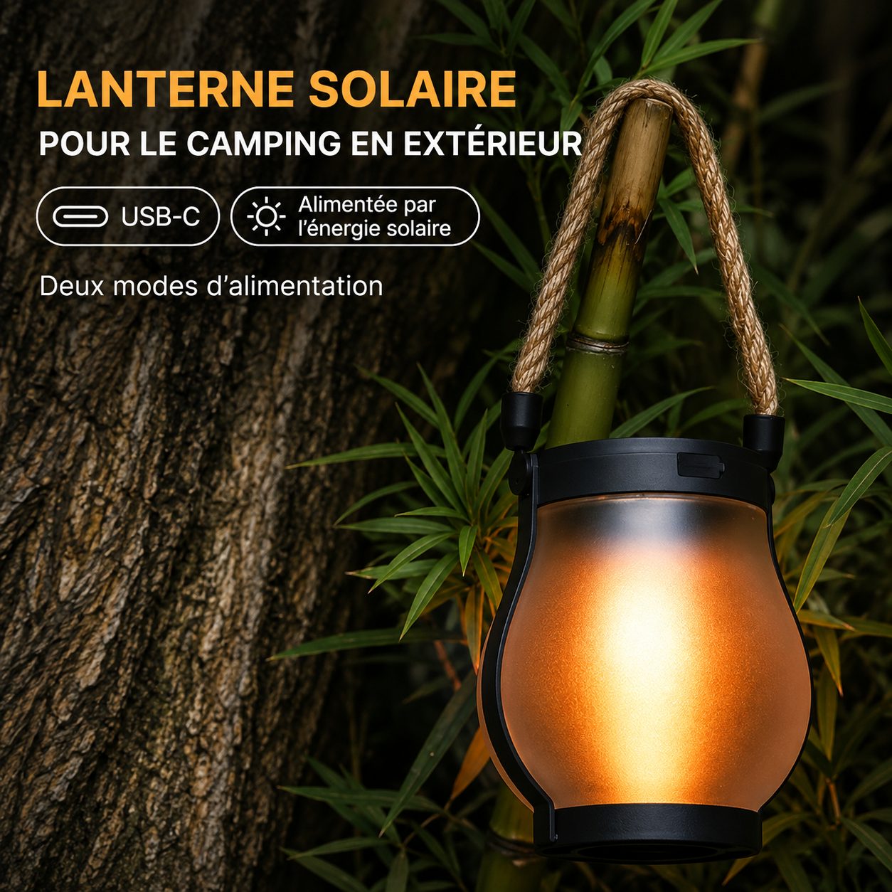 Lanterne Solaire à Effet Flamme LED - Ambiance Sécurisée sans Effort