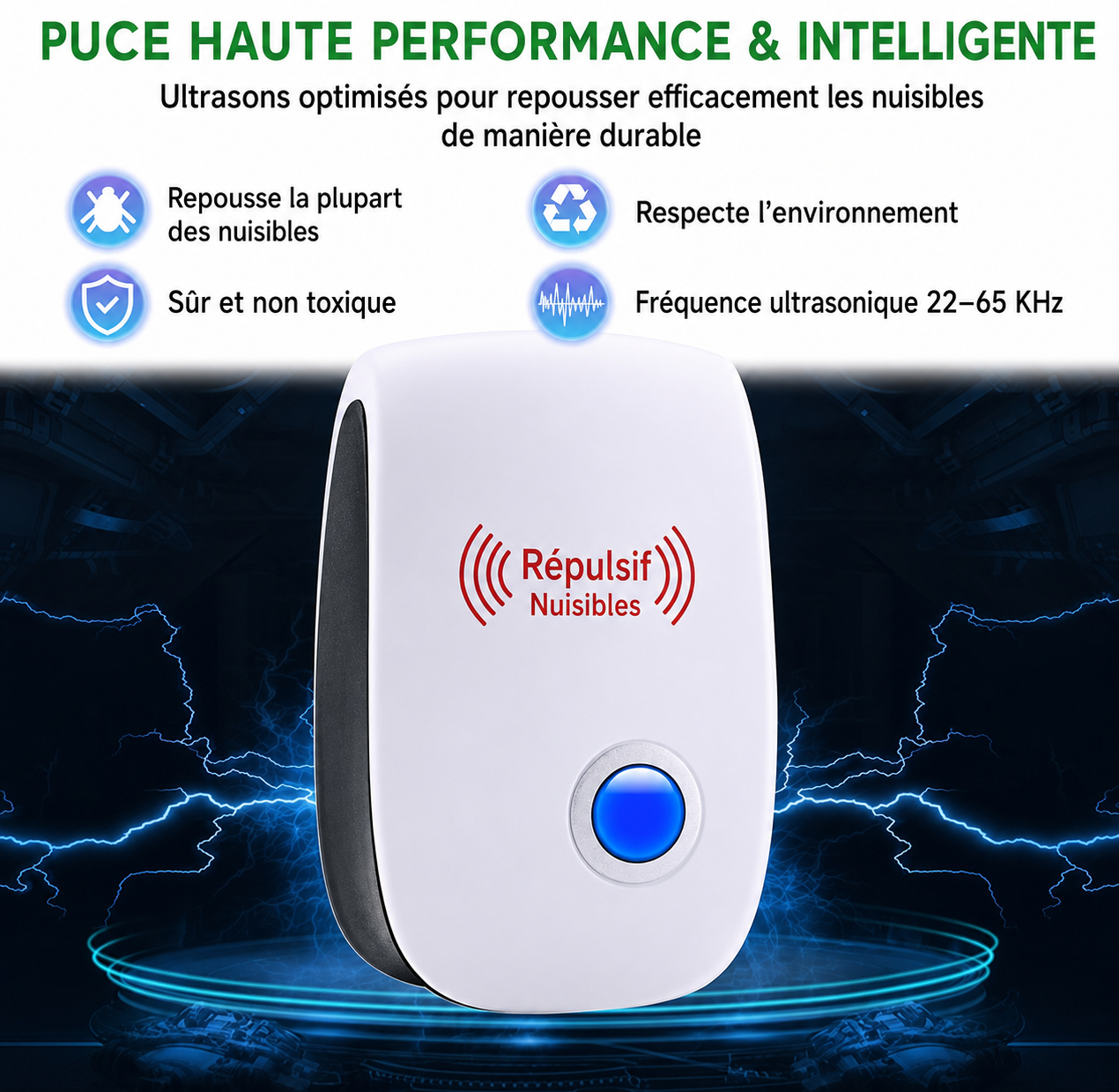 Répulsif à Ultrasons Anti-Rongeurs – Rats & Souris, Sans Produits Chimiques