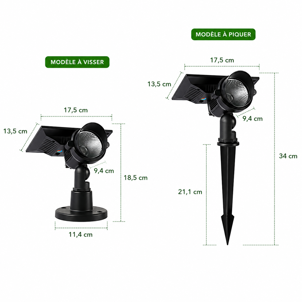 Spot Solaire LED Extérieur Orientable en Aluminium –  pour Jardin et Terrasse