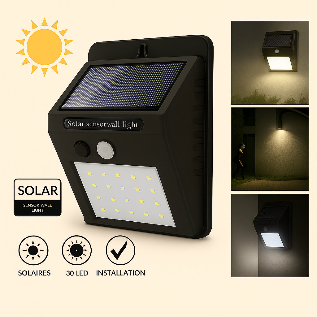 Lampe solaire extérieur murale