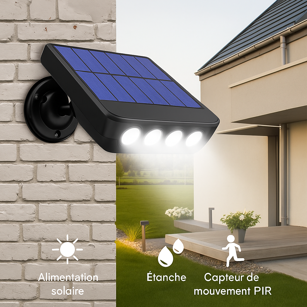 Lampe solaire extérieur murale avec détecteur de mouvement