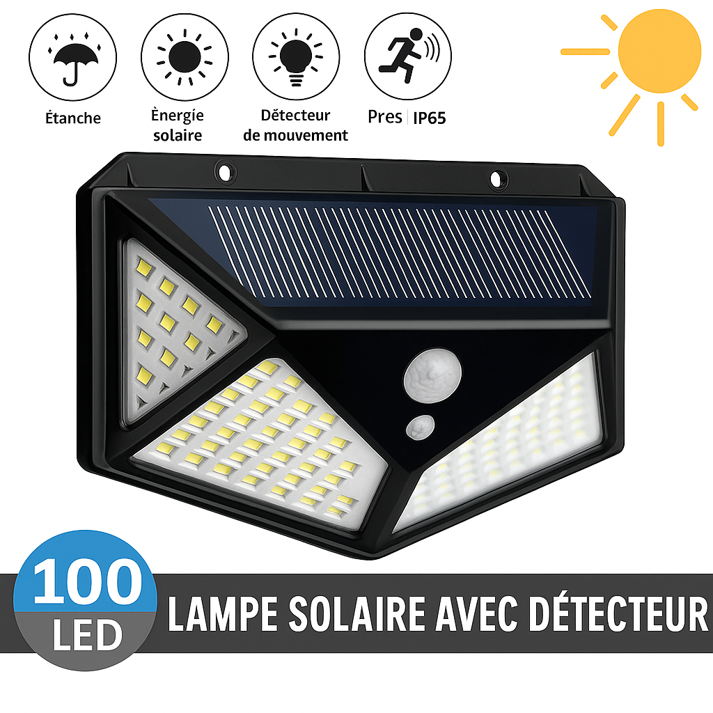 Lampe solaire extérieur LED murale