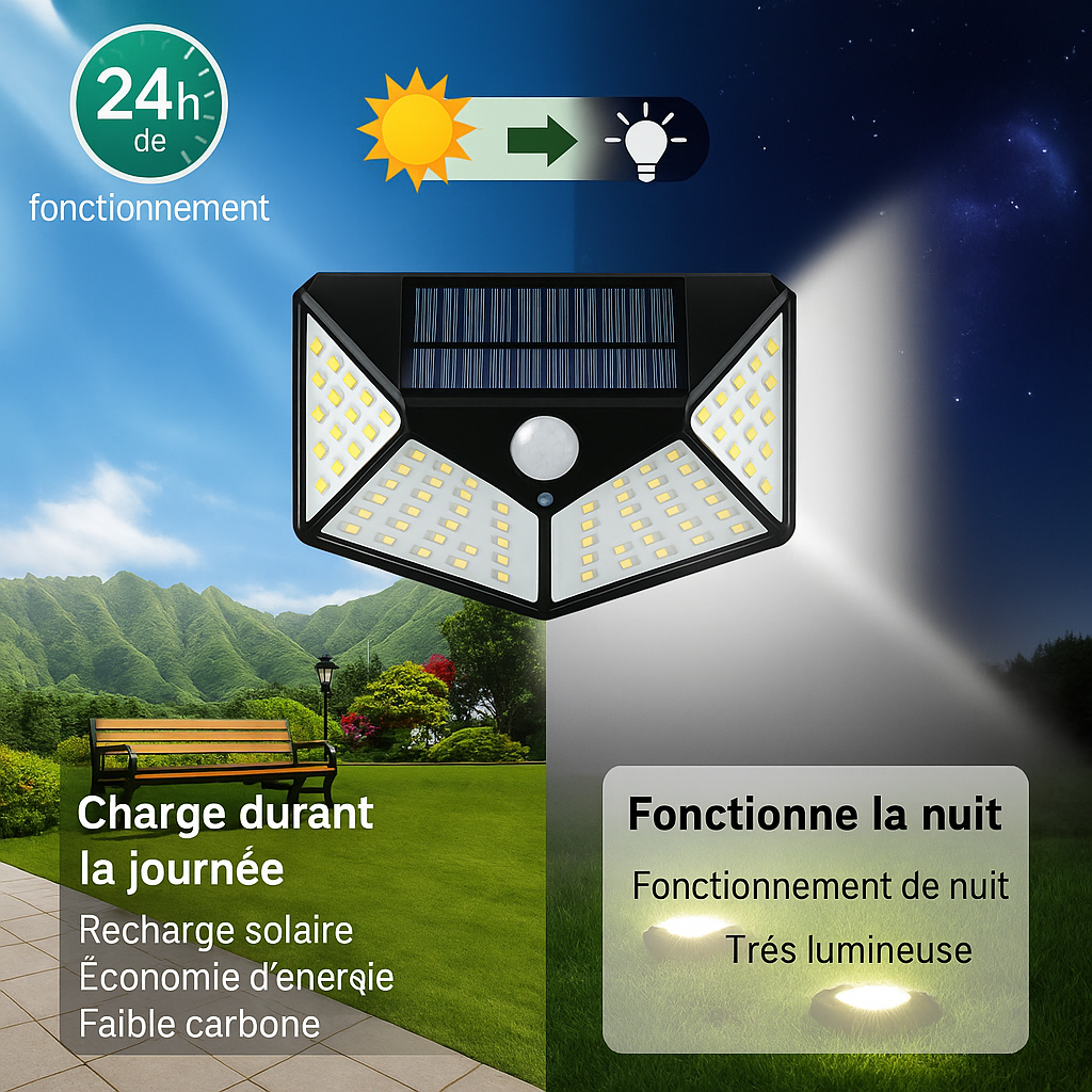 Lampe solaire extérieur LED murale
