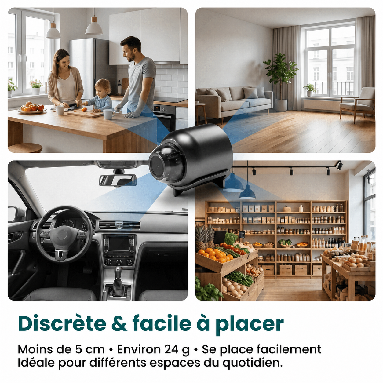 Mini Caméra Espion Sans Fil, Contrôle à Distance et Enregistrement HD