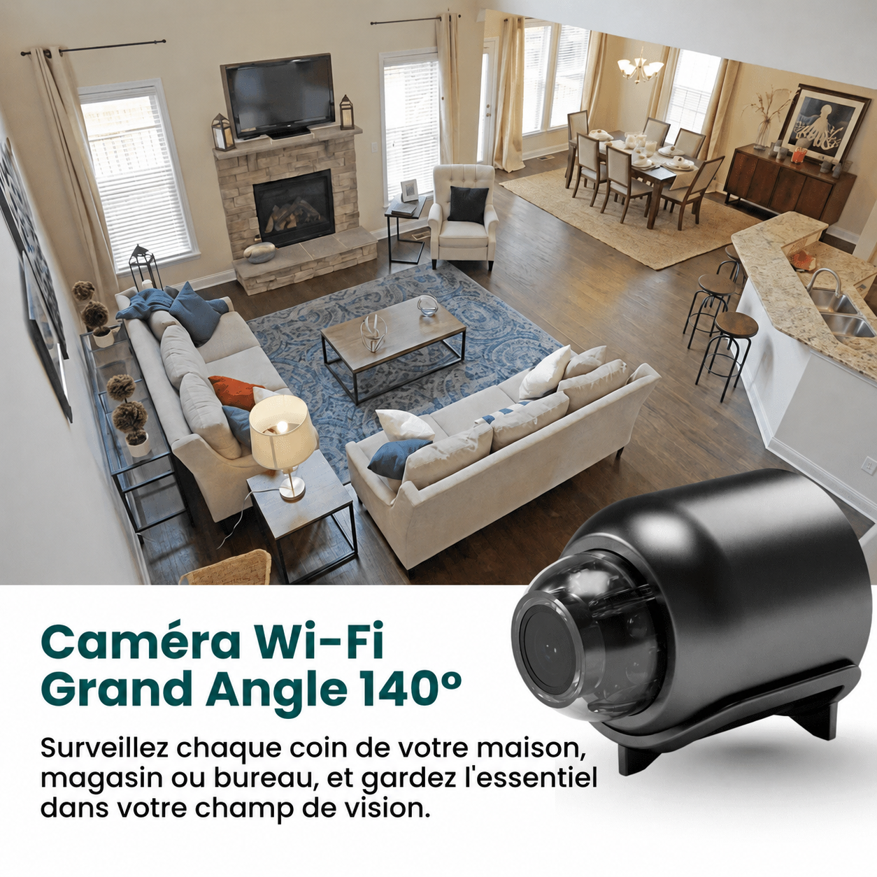 Mini Caméra Espion Sans Fil, Contrôle à Distance et Enregistrement HD