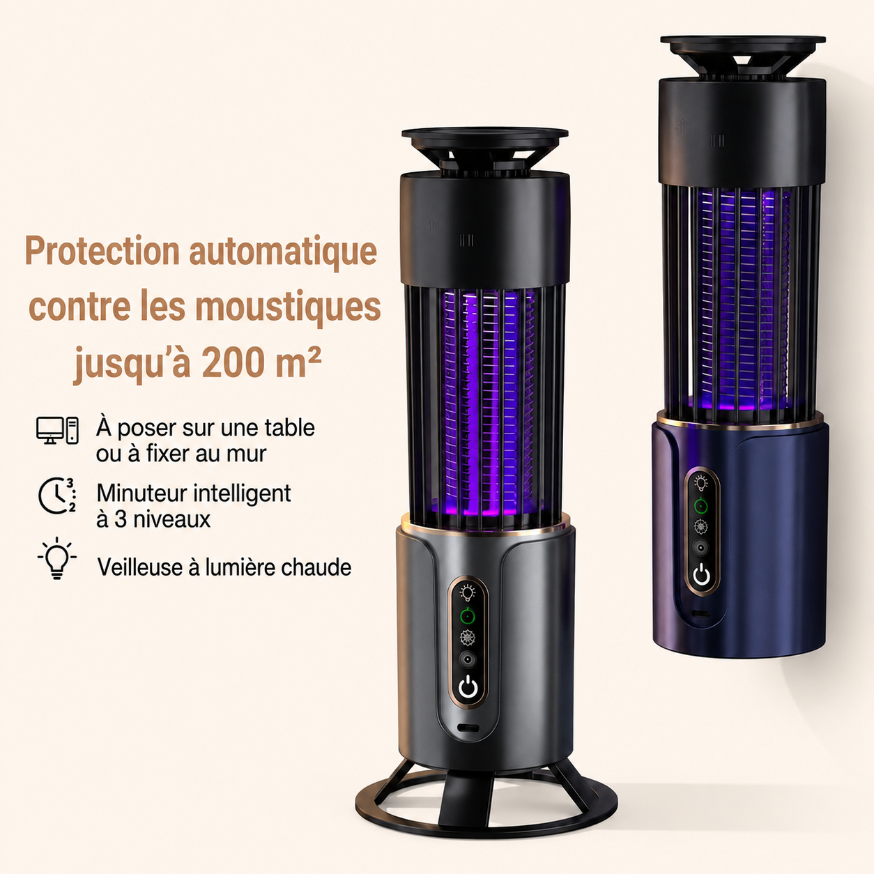Lampe UV Anti-Moustiques LED Rechargeable – Piège à Insectes Intérieur/Extérieur