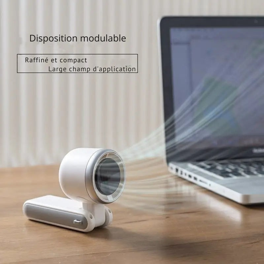 Ventilateur Portable 3-en-1 avec Affichage LED et Angle Réglable