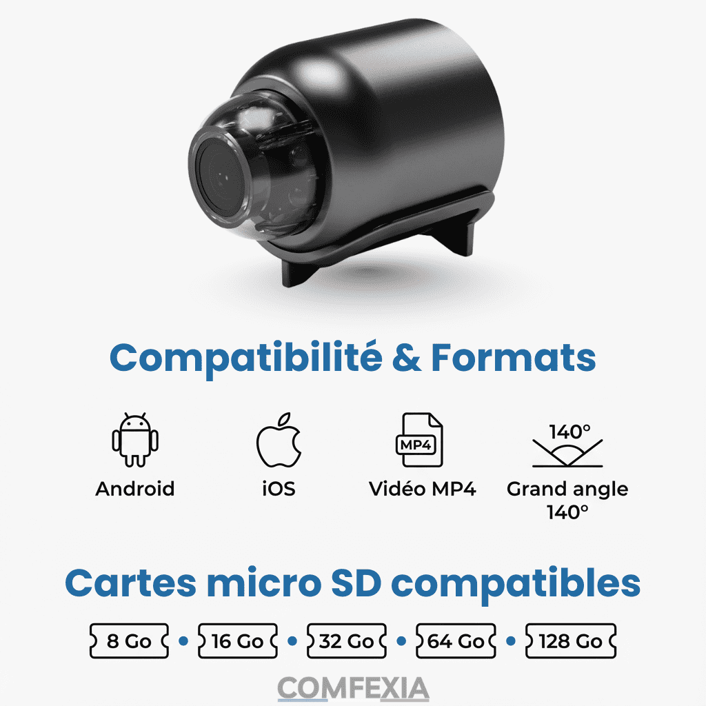 Mini Caméra Espion Sans Fil, Contrôle à Distance et Enregistrement HD