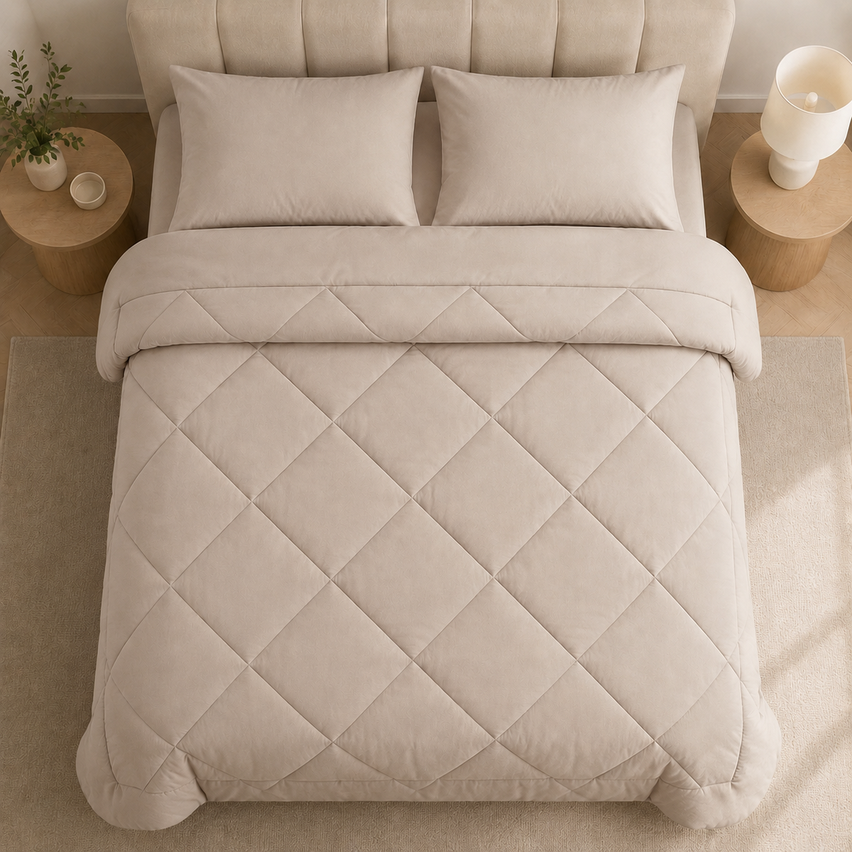 Couette 2 en 1 | Microfibre Douce, Finition Losanges 2