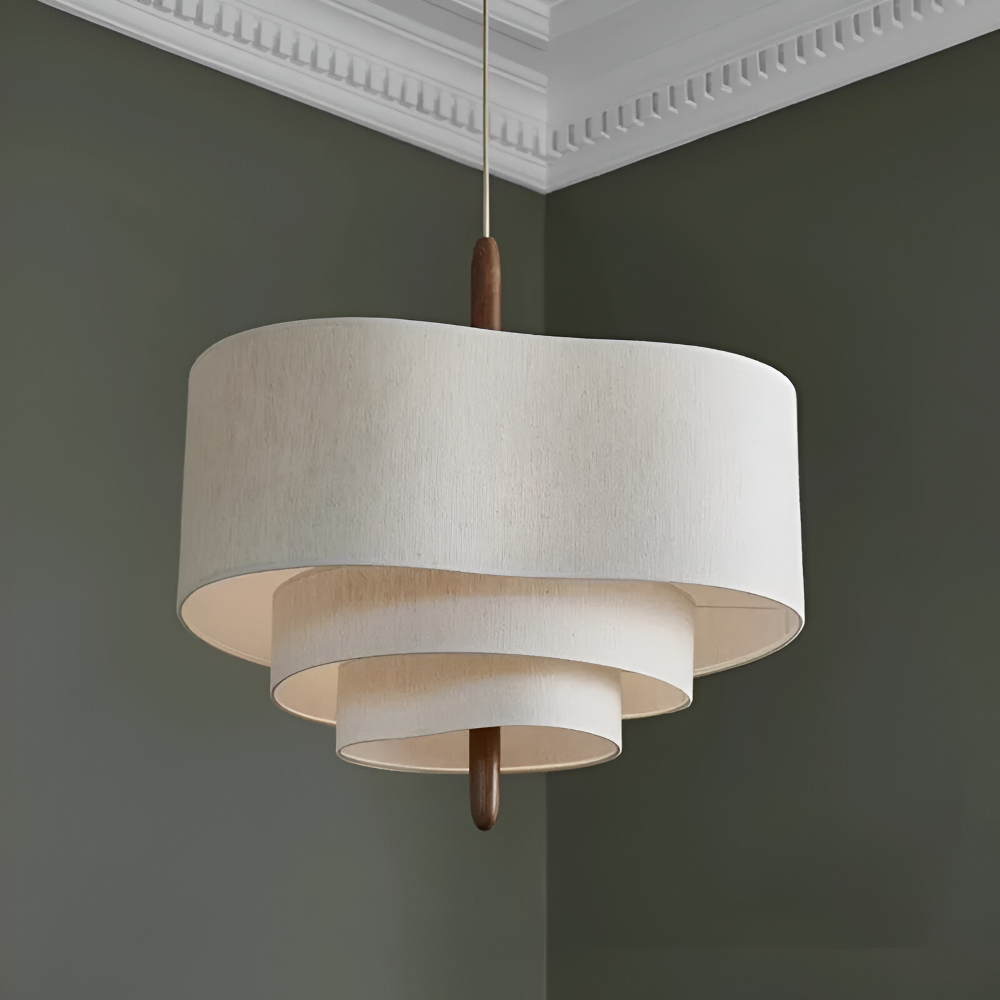 Hengende lampe med stoffskjerm – Moderne beige taklampe
