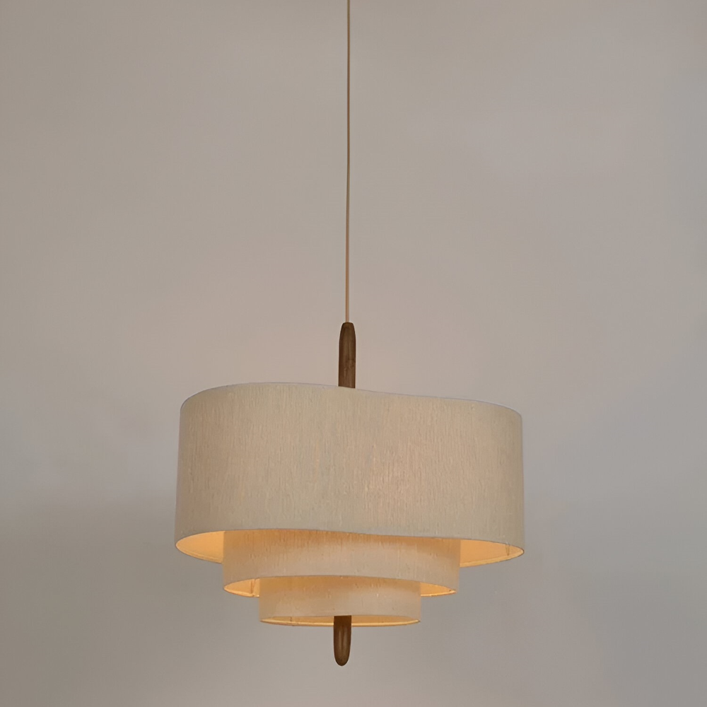 Suspension avec abat-jour en tissu – Lampe de plafond moderne beige