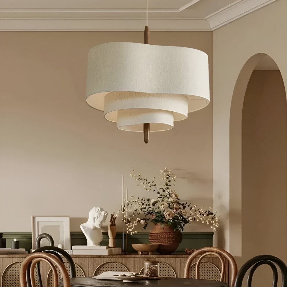 Suspension avec abat-jour en tissu – Lampe de plafond moderne beige