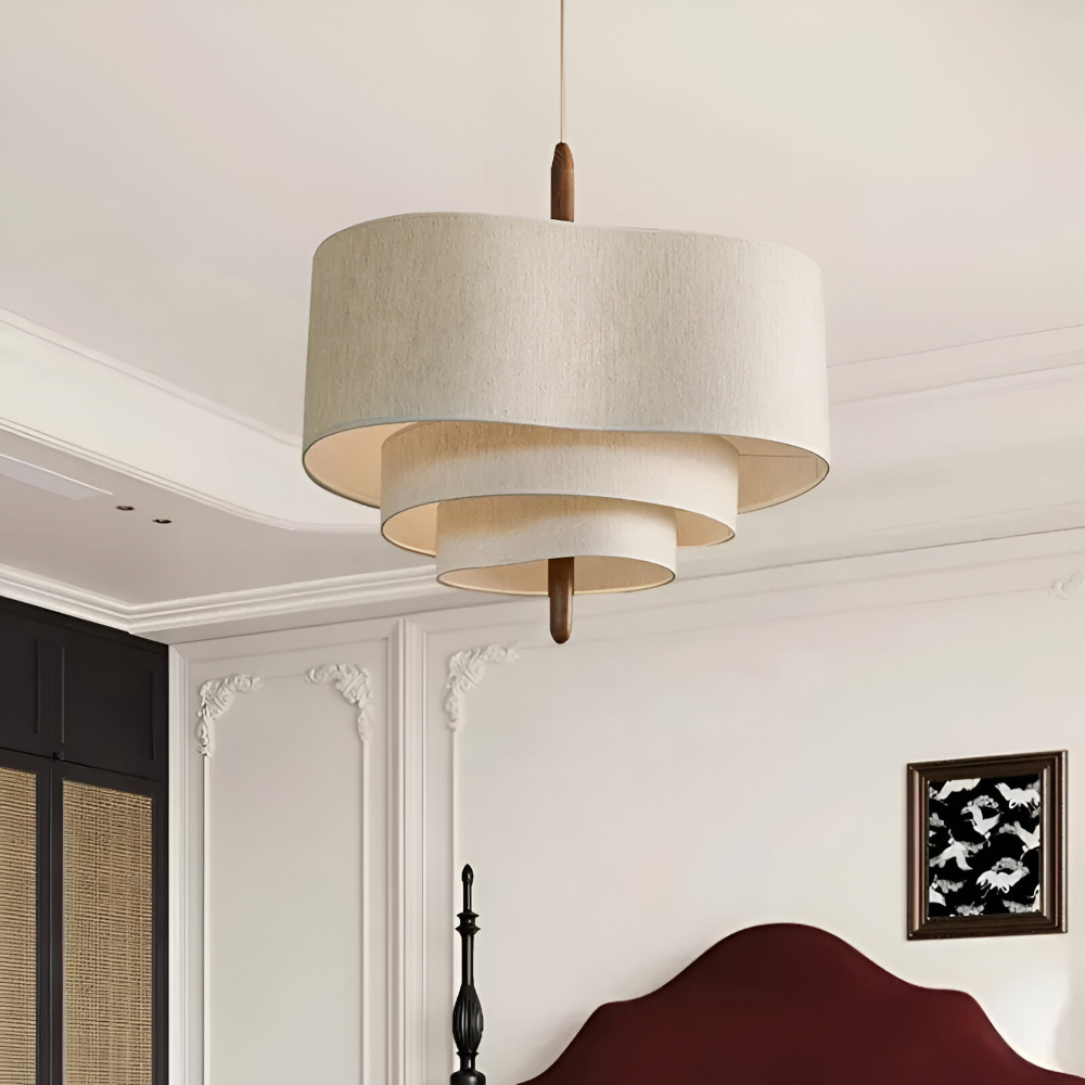 Suspension avec abat-jour en tissu – Lampe de plafond moderne beige