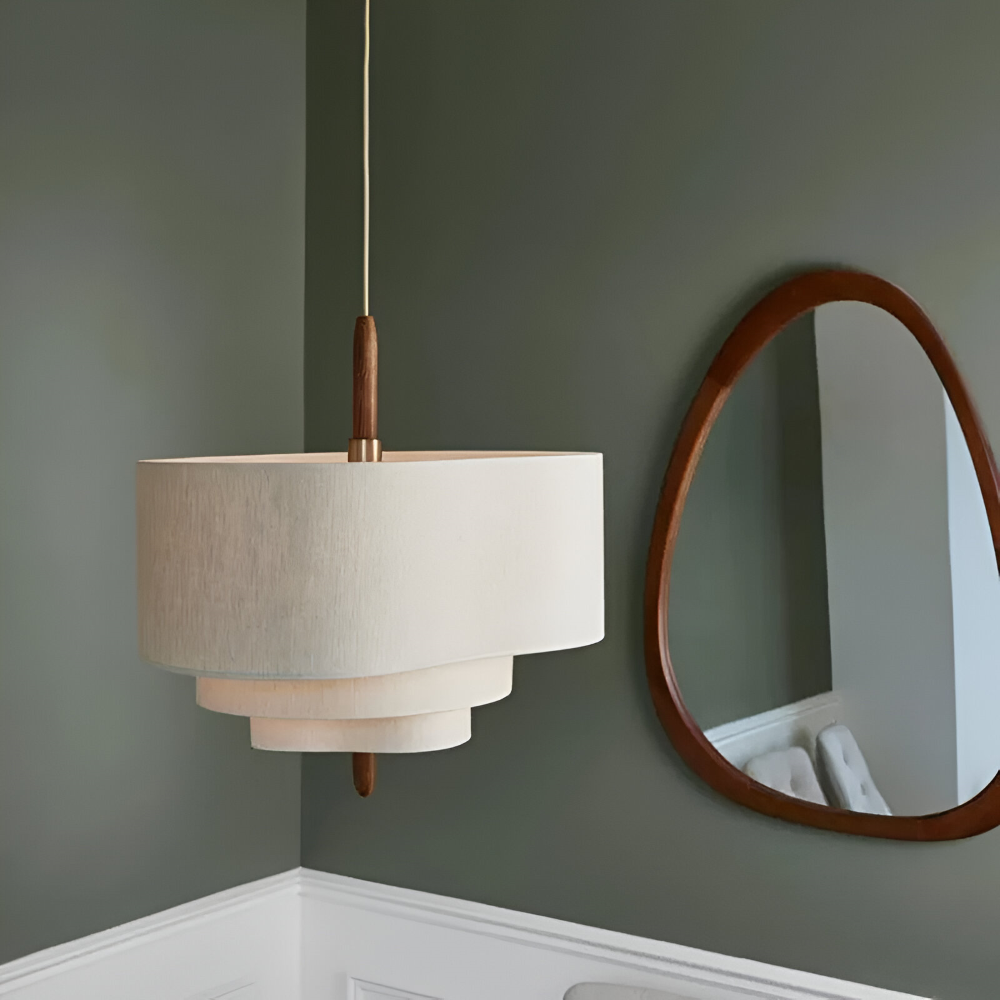 Suspension avec abat-jour en tissu – Lampe de plafond moderne beige