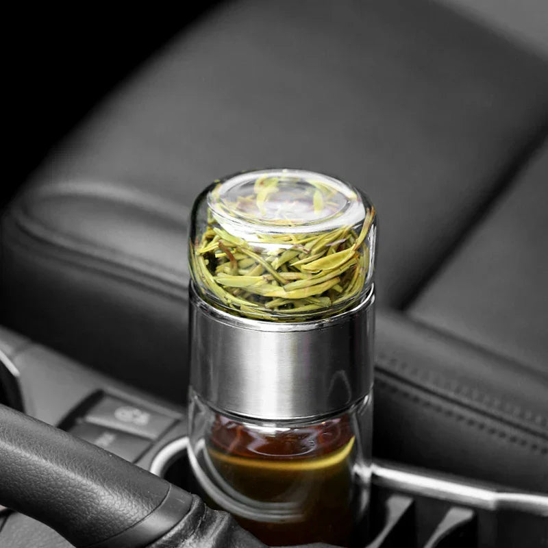 Termos til Te i Glass med Integrert Infusor | InfuThermo – Perfekt for Varme/Kalde Drikker på Farten!
