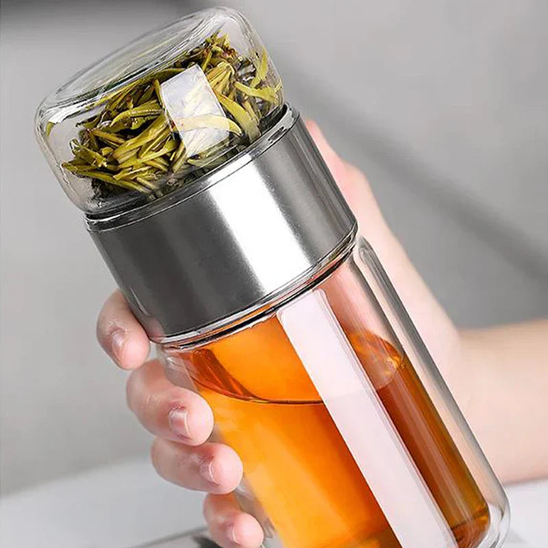 Termos til Te i Glass med Integrert Infusor | InfuThermo – Perfekt for Varme/Kalde Drikker på Farten!
