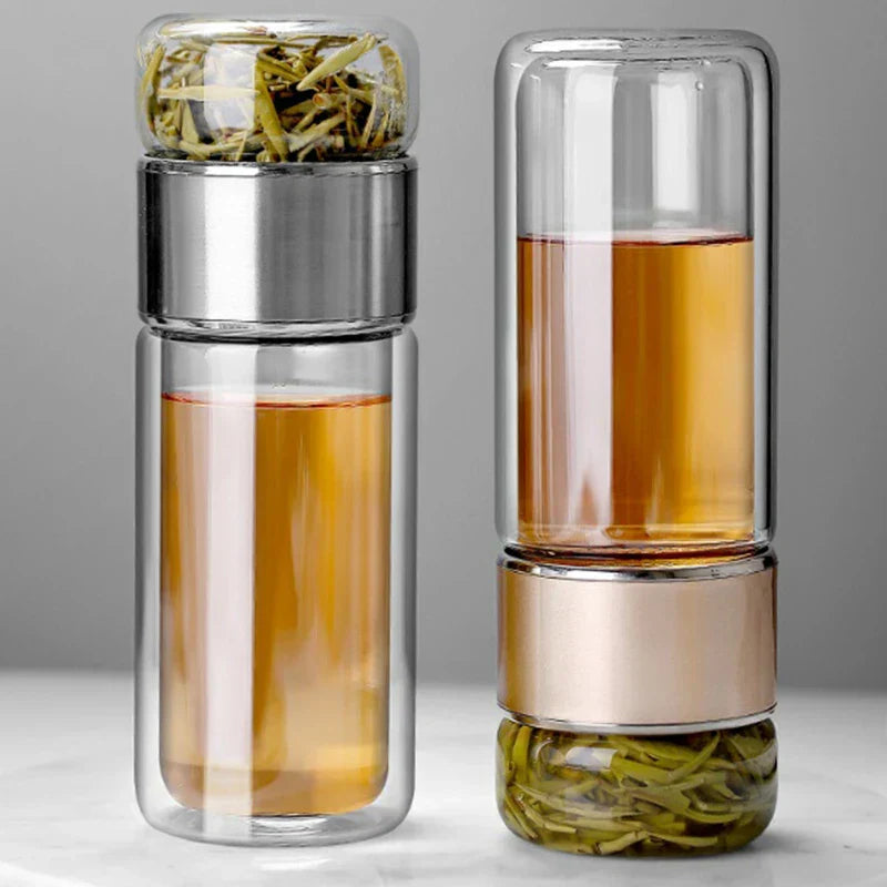 Termos til Te i Glass med Integrert Infusor | InfuThermo – Perfekt for Varme/Kalde Drikker på Farten!
