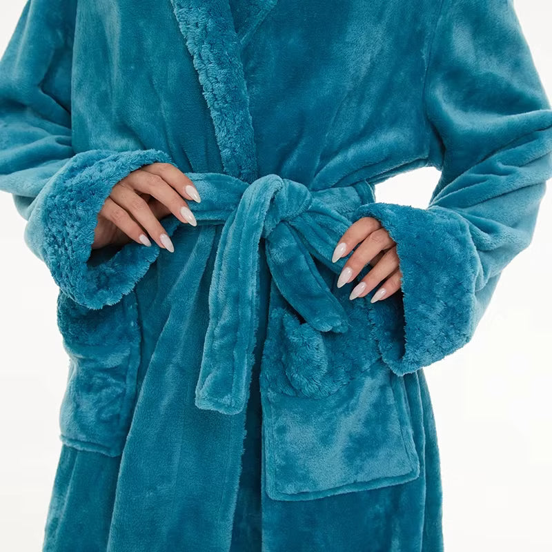 Peignoir d’hiver en polaire femme extra-long
