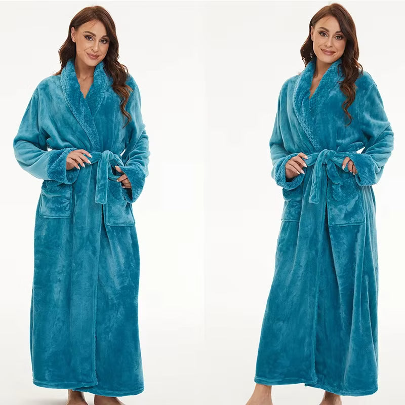 Peignoir d’hiver en polaire femme extra-long