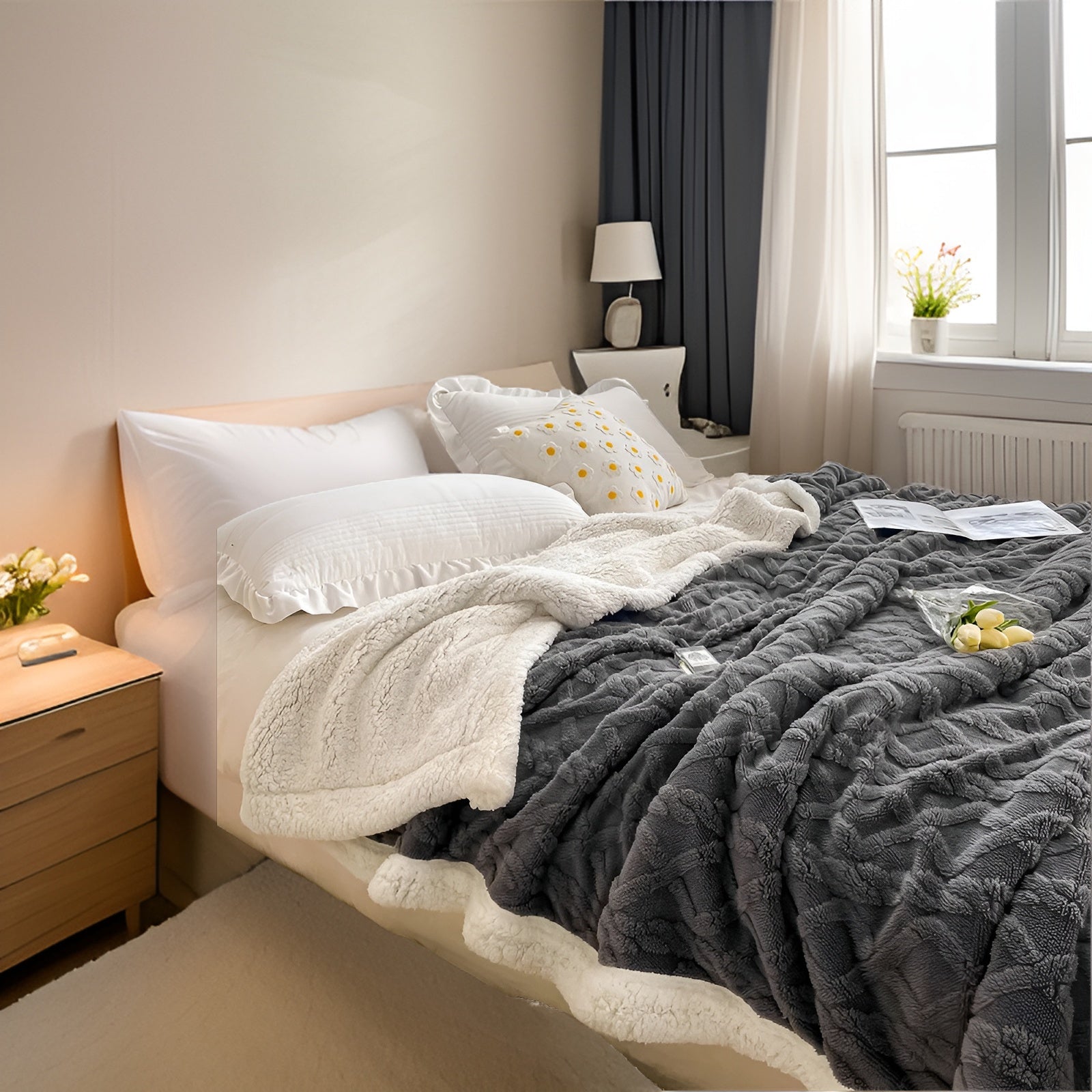 CozyNest – Couverture Polaire Double Face Luxueuse pour un Confort Hivernal Absolu