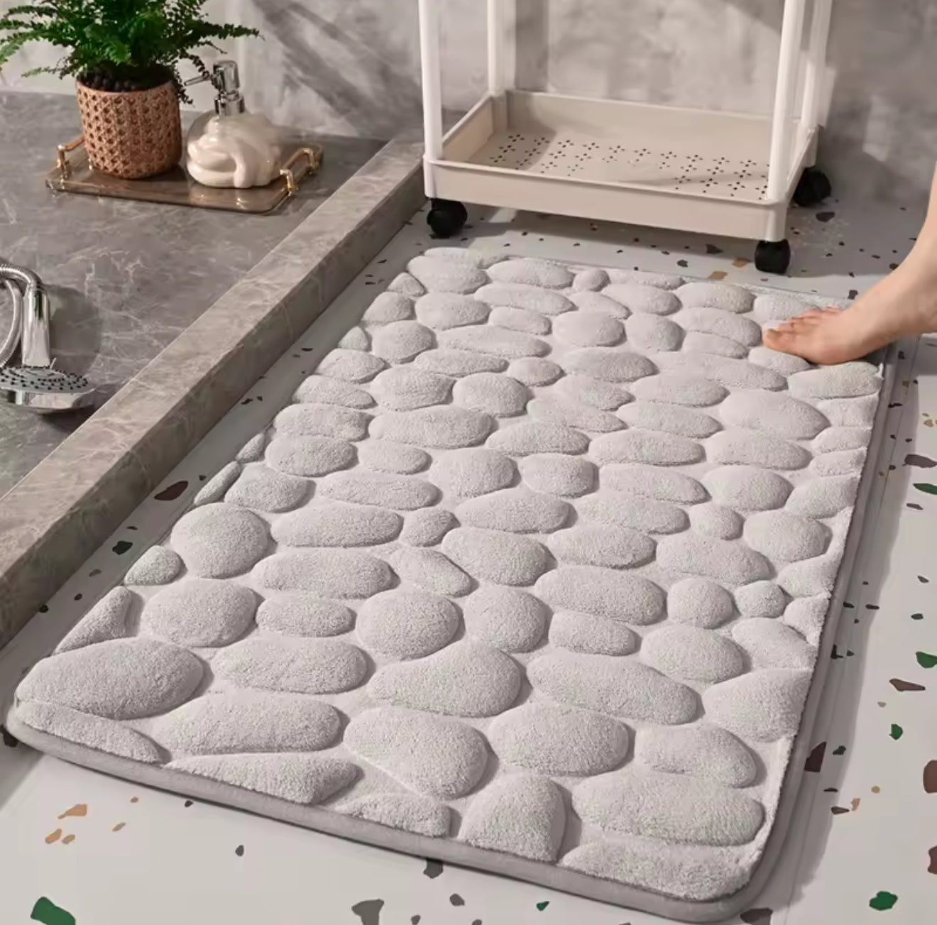 Tapis de Bain Galets Ultra-Absorbant – Doux & Antidérapant